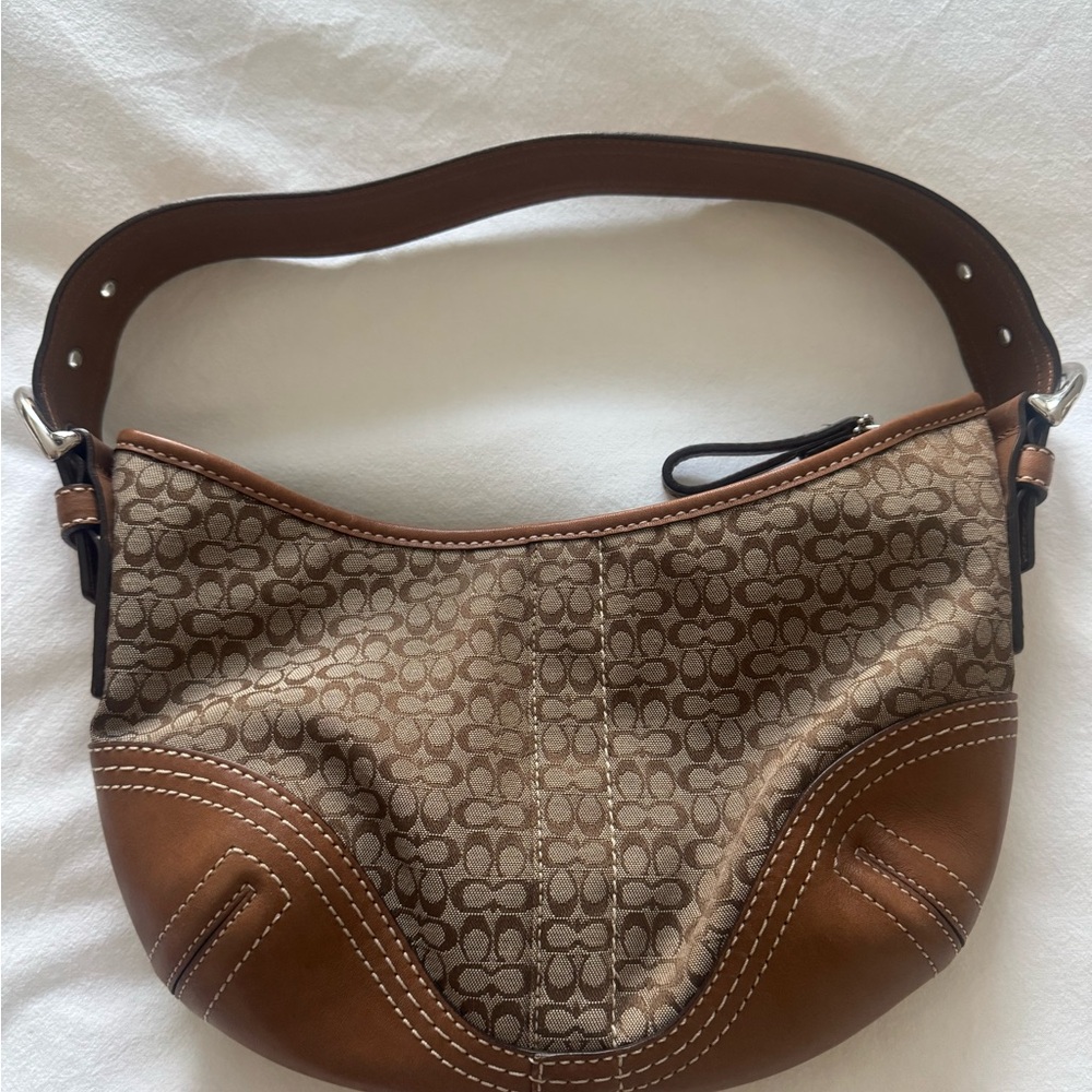 Coach Brown Mini Bag with Signature Monogram